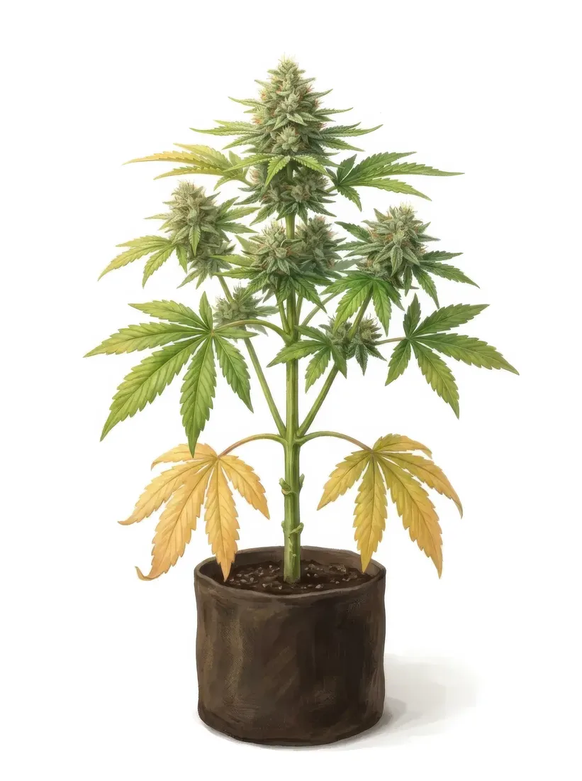 Painterly late-flower plant with natural lower-leaf yellowing