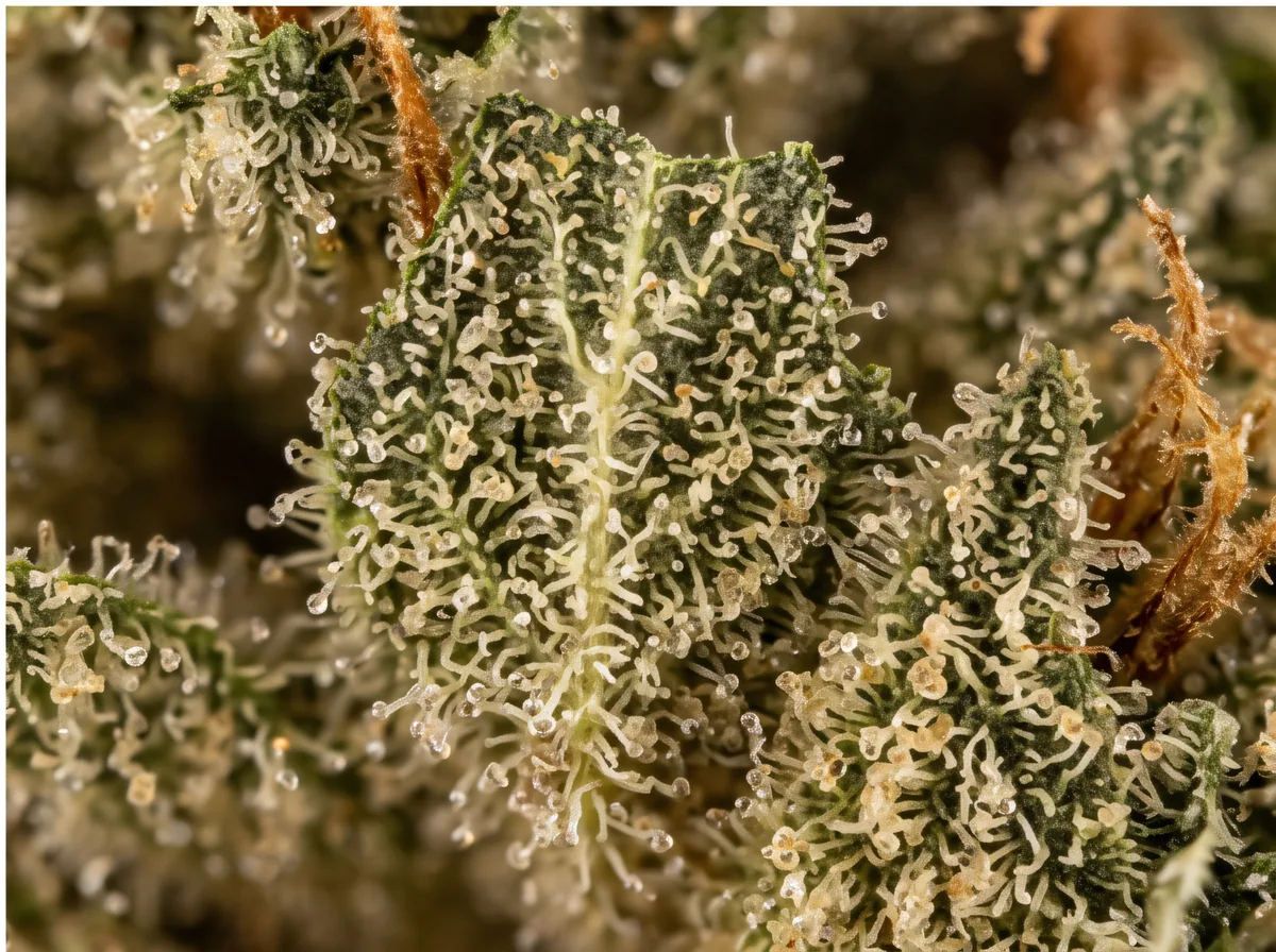 CBD OG Kush bud — macro view