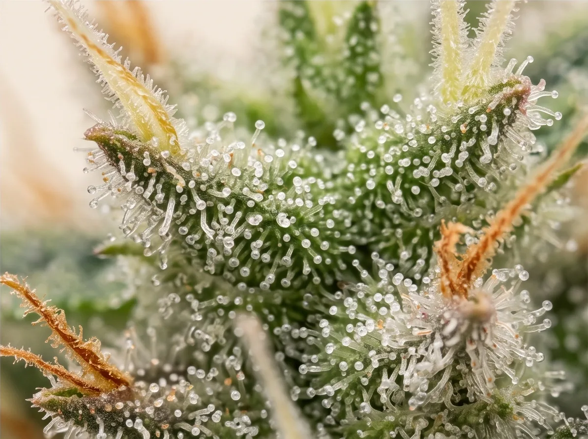 Critical Kush bud — macro view